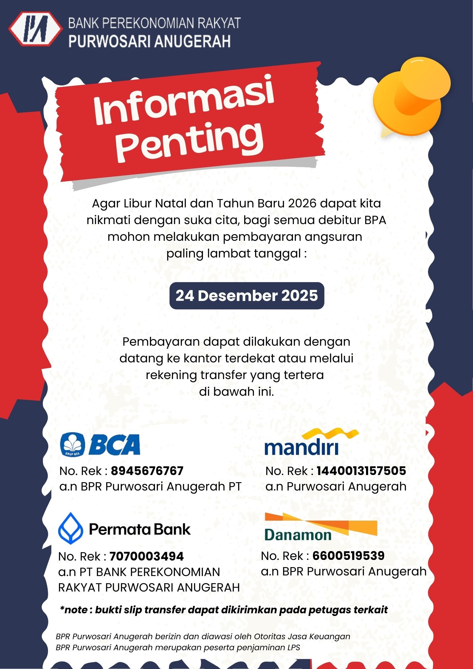 Pemberitahuan Libur Hari Natal & Tahun Baru 2026